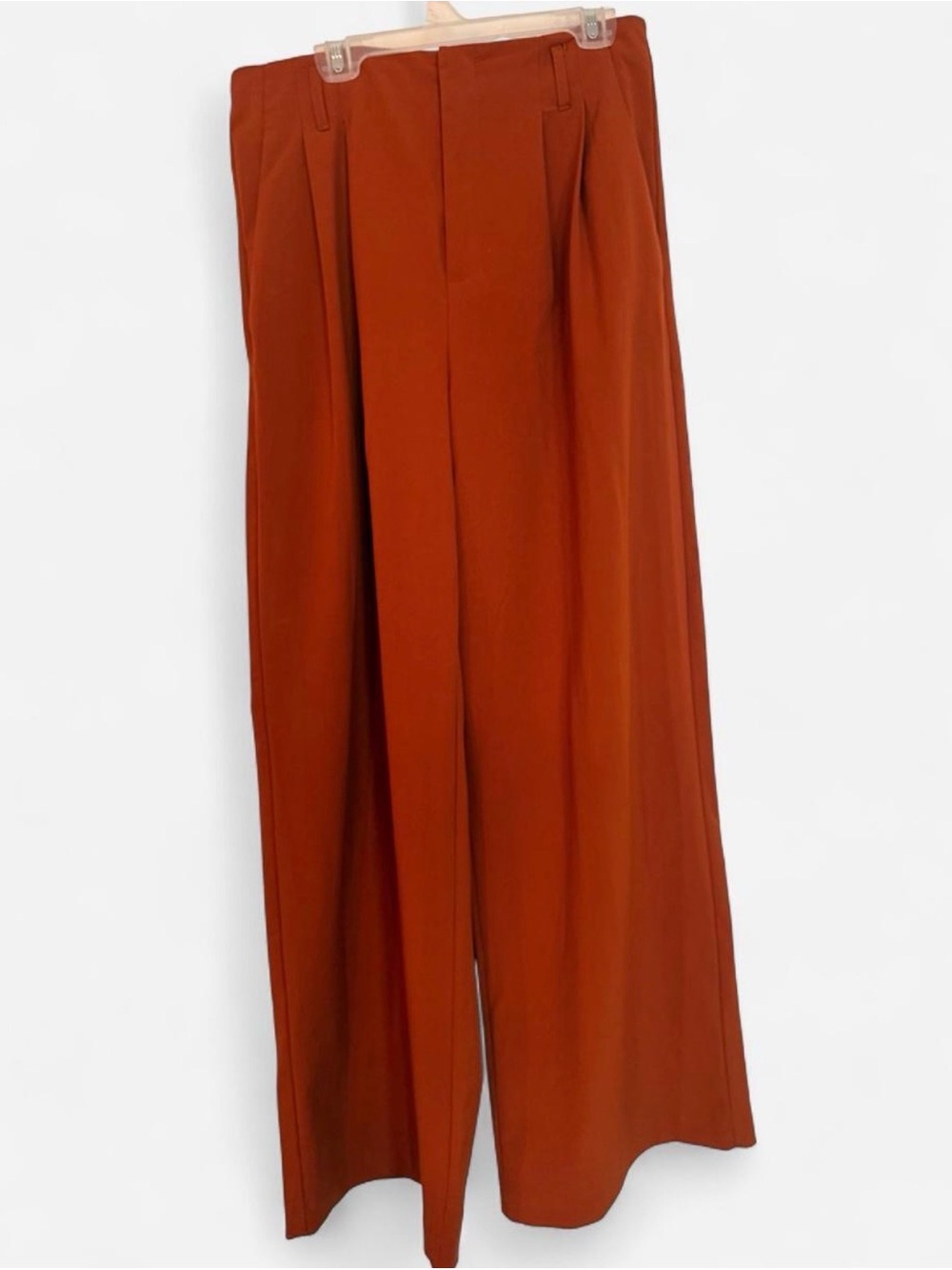 Rust Orange High-Rise Pleated Wide Leg Trousers — Women’s Size 6